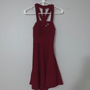 Small dark red midi dress